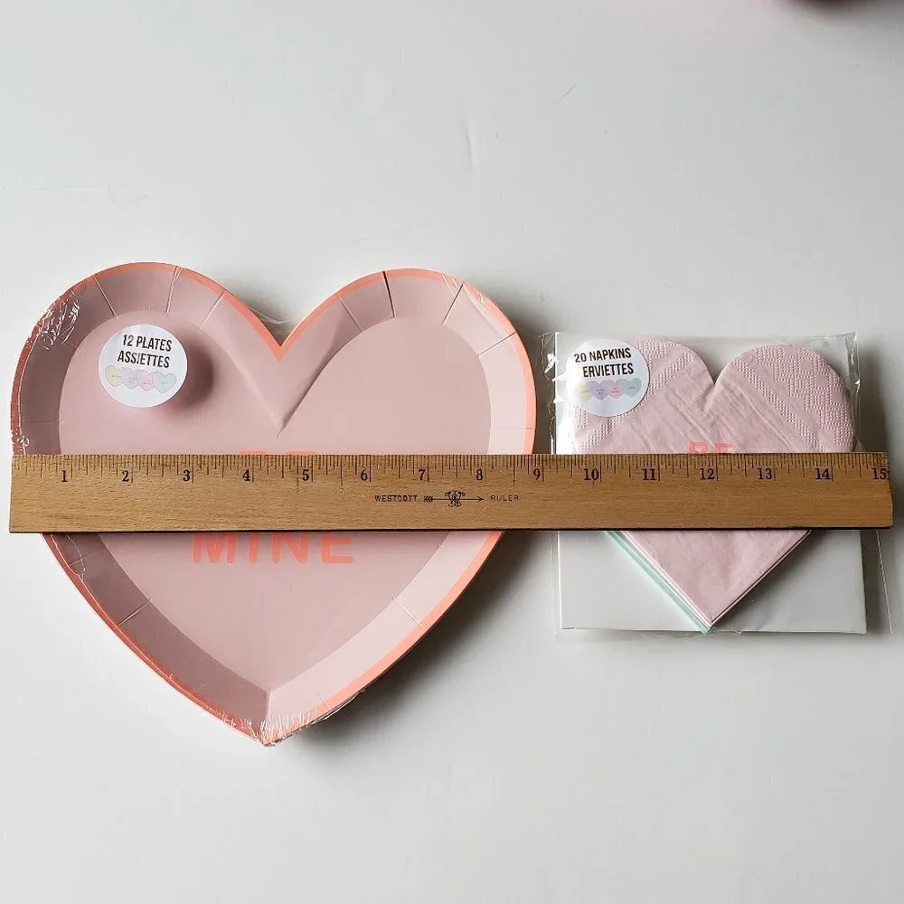 NWT - Meri Meri Various Colored Conversation Heart Paper Plates & Napkins